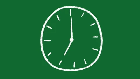 Hand Drawn Clock Showing 7 O Clock Animation on Green Screen Background Stock Footage 335124565
