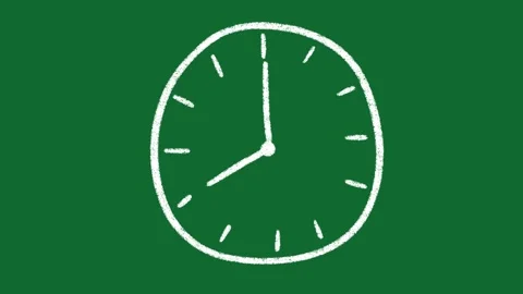 Hand Drawn Clock Showing 8 O Clock Animation on Green Screen Background Stock Footage 335124562
