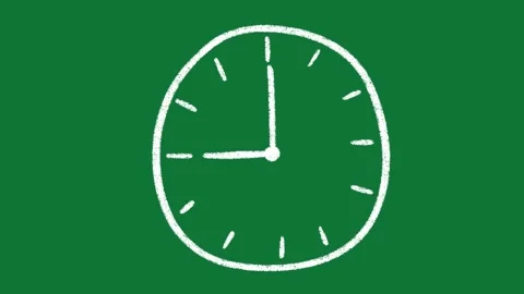 Hand-Drawn Clock Time Icon 2D Animation on Green Screen Stock-Footage 334609001