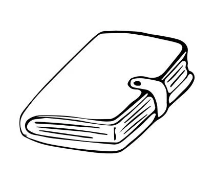 Hand Drawn Closed Notebook Journal with Bookmark Line Art Doodle Illustrati.. Stock-Illustration