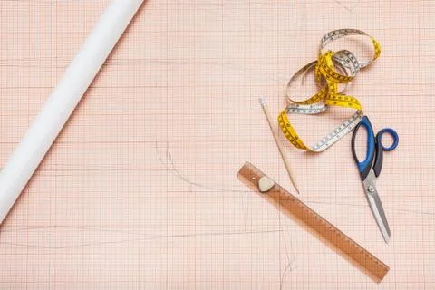 Hand drawn clothing pattern on plotting paper Fotos de archivo