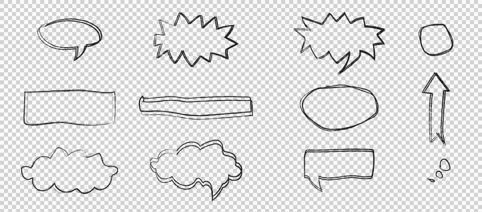 Hand Drawn Cloud and Rain Weather Doodles Isolated on Transparent Background 스톡 일러스트