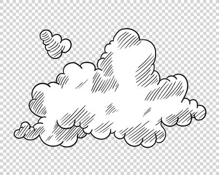 Hand drawn cloud in cartoon style. Doodle sky sketch. Coloring design element Stock Illustration