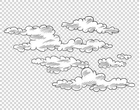 Hand drawn cloud in cartoon style. Doodle sky sketch. Coloring design element Stock Illustration
