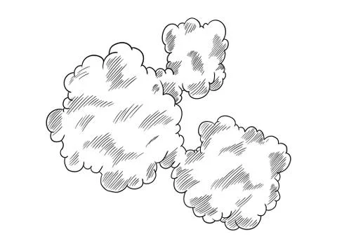 Hand drawn cloud in cartoon style. Doodle sky sketch. Coloring design element 스톡 일러스트