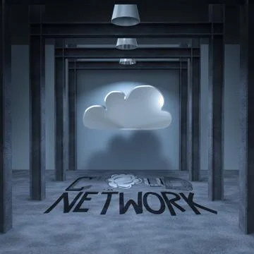 Hand drawn a cloud computing diagram as concept Illustrazione stock