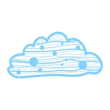 Hand Drawn Cloud With Horizontal Waves And Circles Stock Illustration