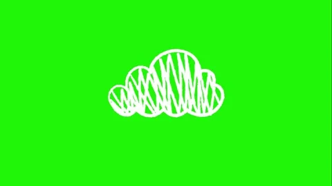 Hand drawn cloud looping animation on green background Stock Footage 340269870