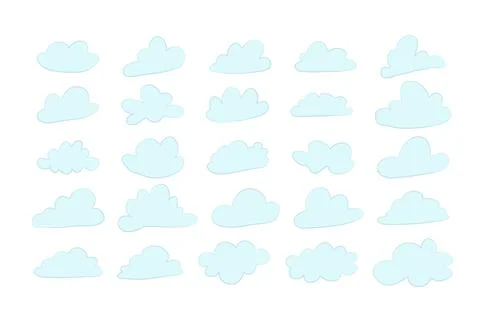 Hand drawn cloud set in cartoon naive style Stock Illustration