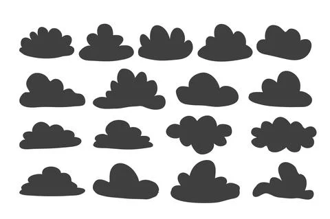Hand drawn cloud set in cartoon naive style Stock Illustration