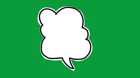 Hand Drawn Cloud Speech Bubble White Fill 2D Animation Green Screen Stock Footage 341798726