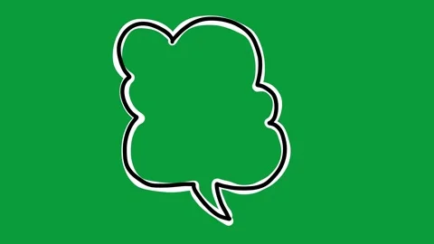 Hand Drawn Cloud Speech Bubble Outline 2D Animation Green Screen Stock Footage 341798730