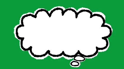 Hand Drawn Cloud Thought Bubble White Fill 2D Animation Green Screen Stock Footage 341798619