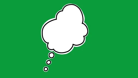 Hand Drawn Cloud Thought Bubble Outline 2D Animation Green Screen Stock Footage 341798706