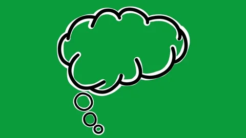Hand Drawn Cloud Thought Frame Black White Outline 2D Animation Green Screen Stock Footage 341798595