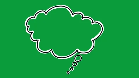 Hand Drawn Cloud Thought Frame Black White Outline 2D Animation Green Screen Stock Footage 341798786