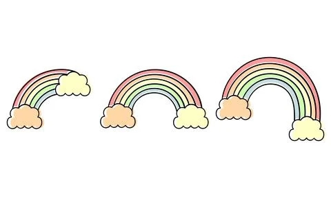Hand drawn clouds and rainbow2 Stock Illustration