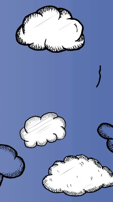 Hand-drawn clouds animating on blue gradient background Stock Footage 342954418