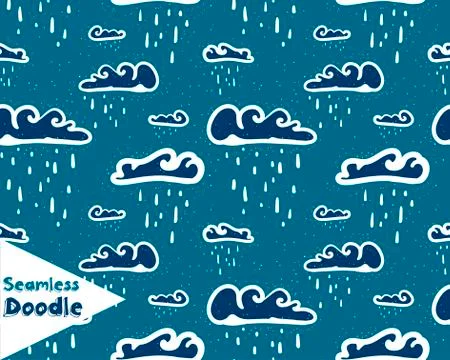 Hand drawn clouds doodle seamless pattern. Stockillustratie