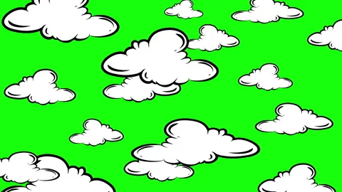 Hand drawn clouds on green screen Stock Footage 243383816
