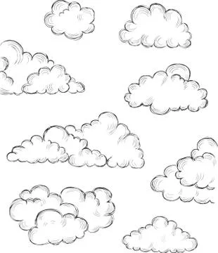 Hand drawn clouds Illustrazione stock
