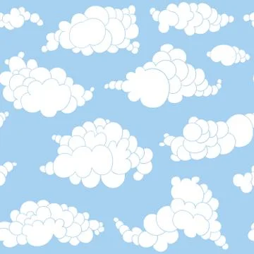 Hand  drawn clouds pattern Stock Illustration