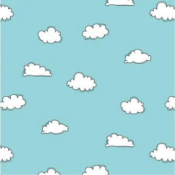 Hand Drawn Clouds Pattern. イラスト素材