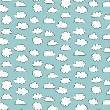 Hand Drawn Clouds Pattern. Stock Illustration