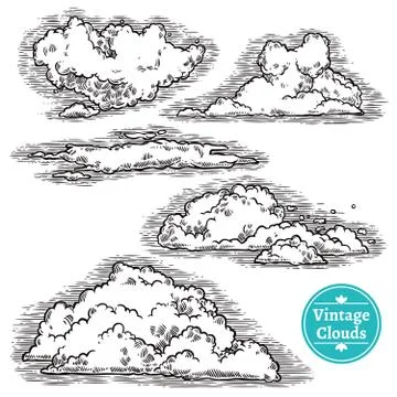 Hand Drawn Clouds Set Stockillustratie