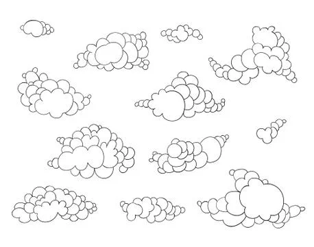Hand drawn clouds set Stock Illustration
