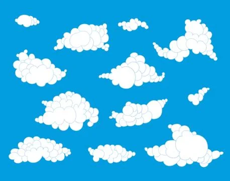 Hand drawn clouds set Stock Illustration