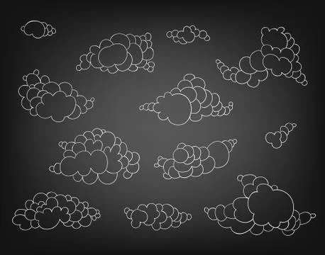 Hand drawn clouds set Stock Illustration