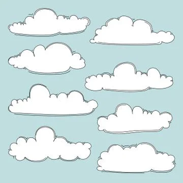 Hand Drawn Clouds Set. Illustrazione stock
