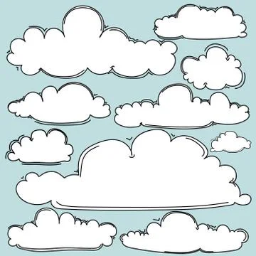 Hand Drawn Clouds Set. Stock Illustration