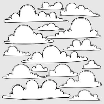 Hand Drawn Clouds Set. Stock Illustration