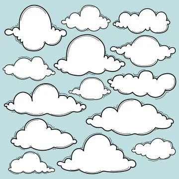 Hand Drawn Clouds Set. Stock Illustration