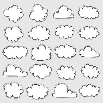 Hand Drawn Clouds Set. Stock Illustration