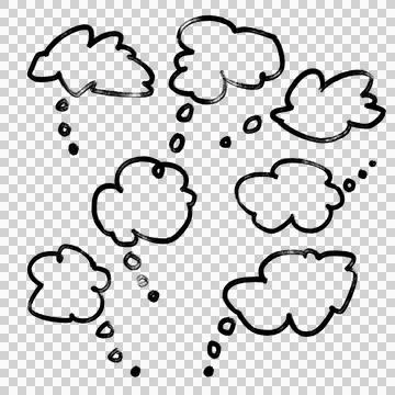 Hand-drawn clouds with thought bubbles Stock Illustration