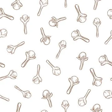 Hand drawn clove.  Vector  seamless pattern. Stock Illustration