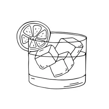 Hand drawn cocktail sketch vector illustration Stock Illustration
