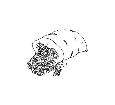 Hand drawn coffee beans in a bag Stock Illustration