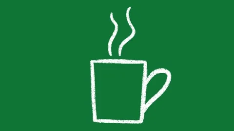 Hand-Drawn Coffee Cup Hot Drink 2D Animation on Green Screen Видео 334609007