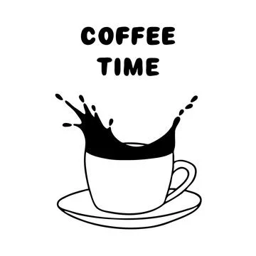 Hand drawn coffee cup with splash doodle vector illustration Stock-Illustration
