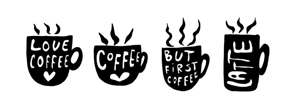 Hand drawn coffee cups Stock Illustration