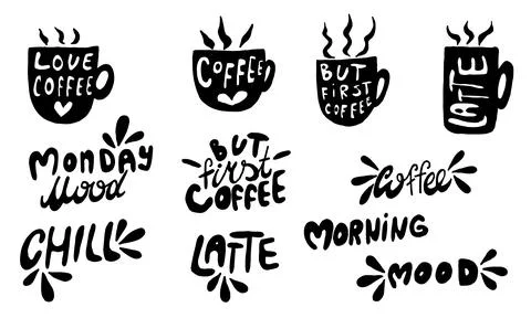 Hand drawn coffee lettering Stock Illustration