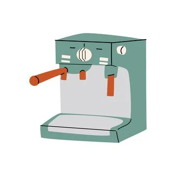 Hand drawn coffee machine in retro color Stock Illustration