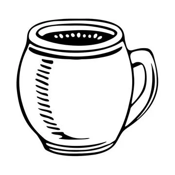 Hand Drawn Coffee Mug with Hot Drink Vector Stock Illustration