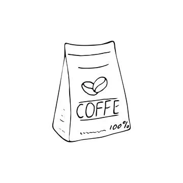 Hand-drawn coffee in a pack Stock Illustration