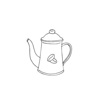 Hand-drawn coffee pot isolated on a white background. Vector illustration o.. Stock Illustration