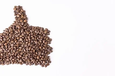 Hand is drawn with coffee, on the right there is a place for Stock Photos